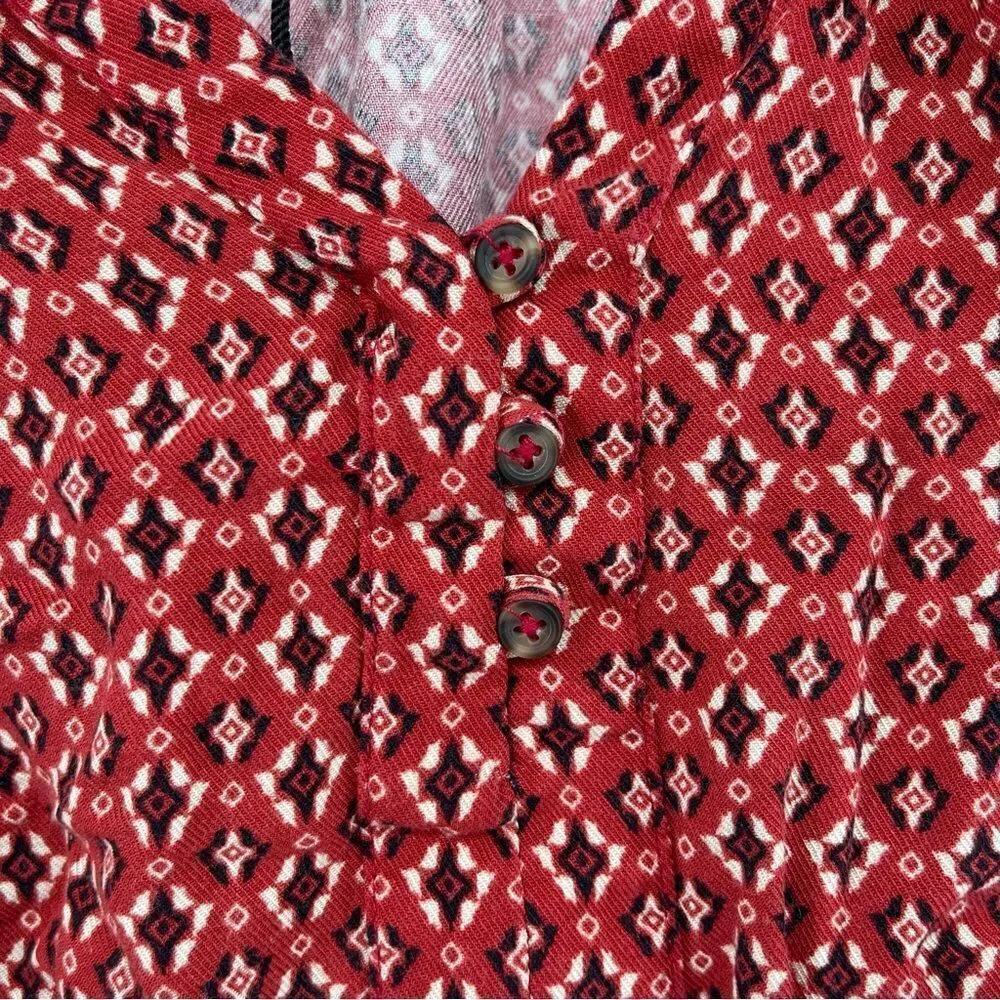 Zara Girl’s Red Abstract Aztec Print 100% Viscose Pullover Cropped Top Size 6
